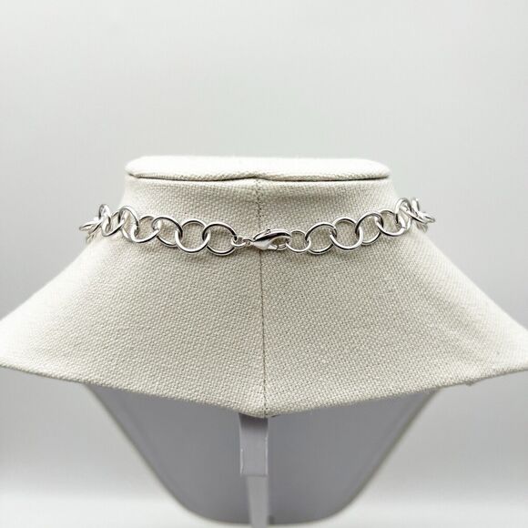 Dangling White Faux Pearl Cluster Silver Tone Circle Chain Fashion Necklace 29” - Picture 5 of 10